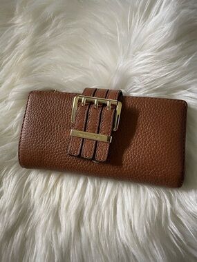 Michael Kors Tan Pebbled Leather Buckle Wallet
